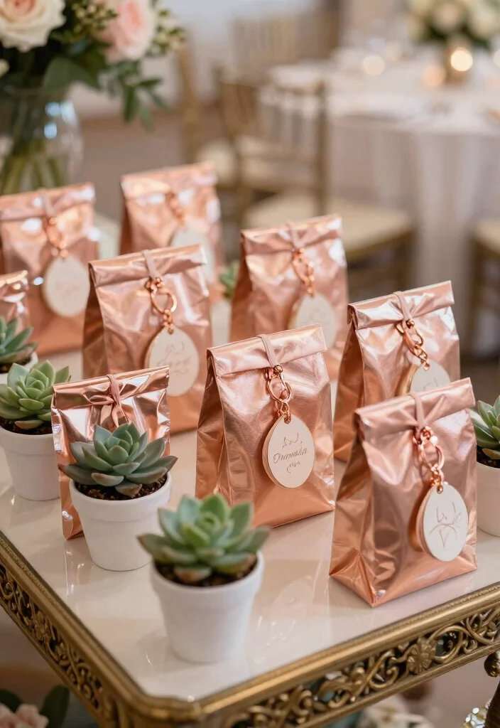 14 Rose Gold Wedding Decorations That Won't Clash With Venue - 9. Rose Gold Favors 1