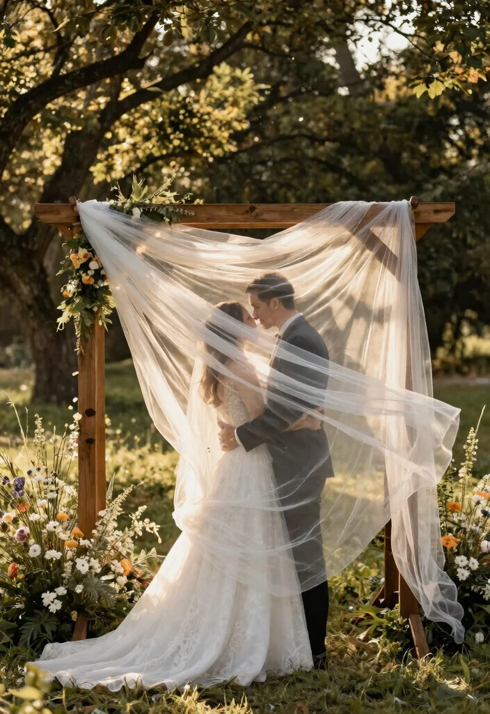 14 Wedding Arch Fabric Ideas That Drape Without Slipping - 1. Ethereal Sheer Drapes 1