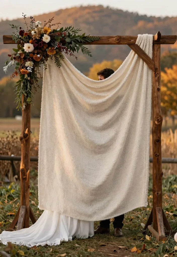 14 Wedding Arch Fabric Ideas That Drape Without Slipping - 8. Textured Chenille Fabrics 1