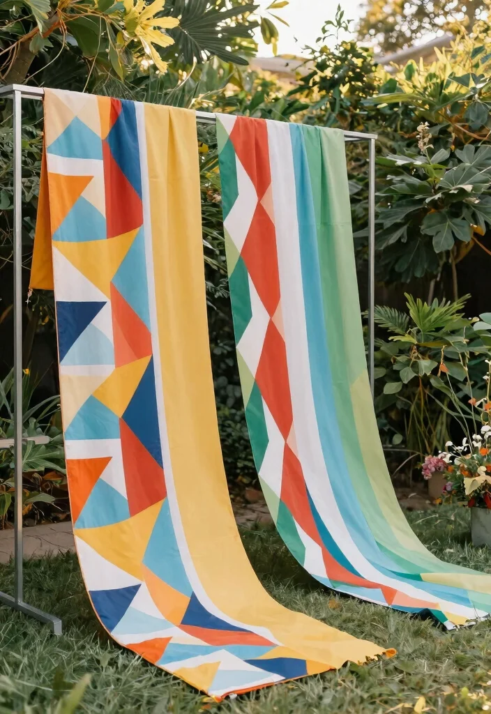 14 Wedding Arch Fabric Ideas That Drape Without Slipping - 9. Colorful Geometric Patterns 1