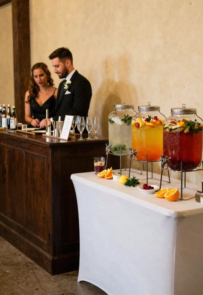 14 Wedding Decorations List With Venue-Provided vs DIY Split - 12. Drinks Station: Quenching Thirsts with Style 1