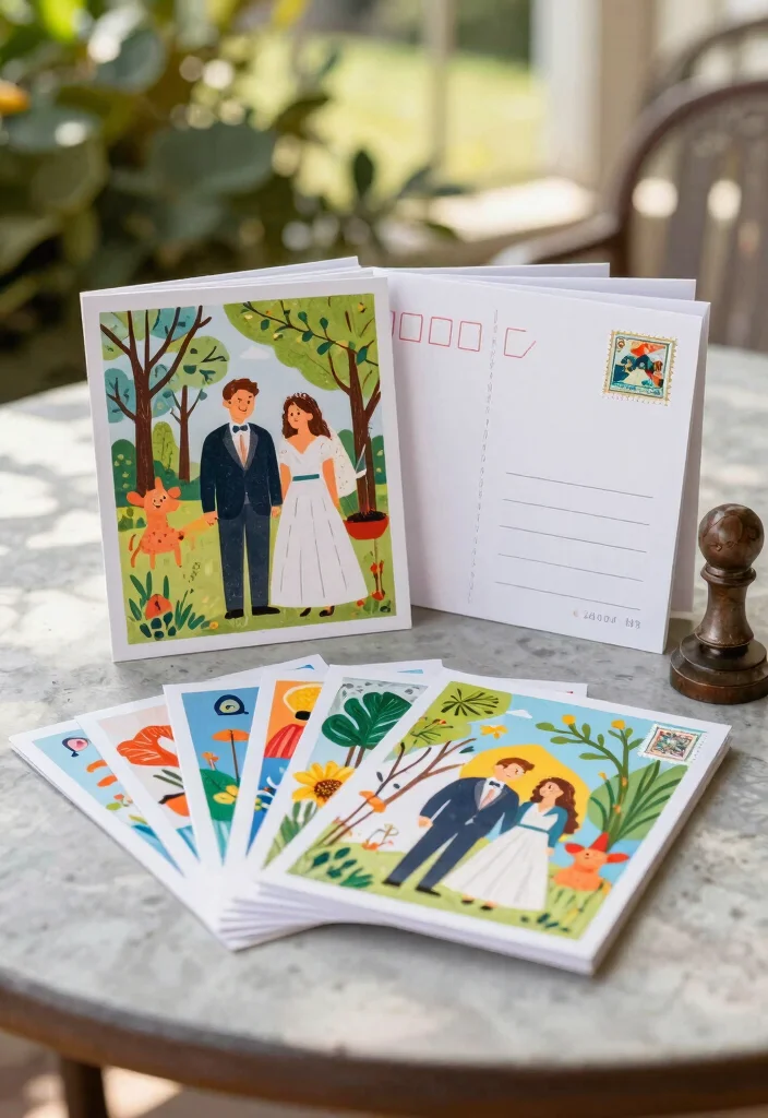 15 Affordable Wedding Invitations That Look Expensive - 10. Charming Postcards 1