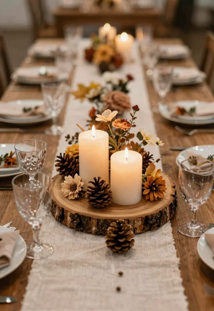 15 Autumn Wedding Table Decorations Without Messy Dried Leaves - 2. Rustic Wooden Centerpieces 1