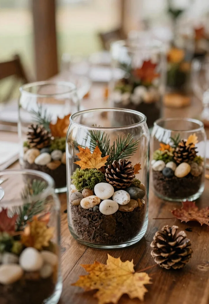 15 Autumn Wedding Table Decorations Without Messy Dried Leaves - 5. Terrarium Centerpieces 1