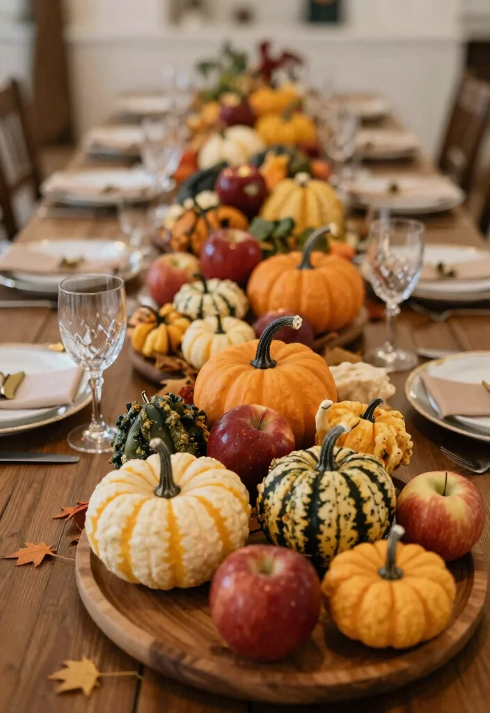 15 Autumn Wedding Table Decorations Without Messy Dried Leaves - 9. Seasonal Fruits and Vegetables 1