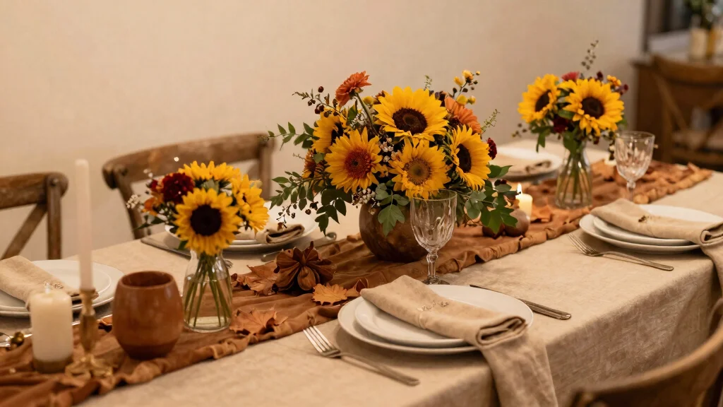 15 Autumn Wedding Table Decorations Without Messy Dried Leaves