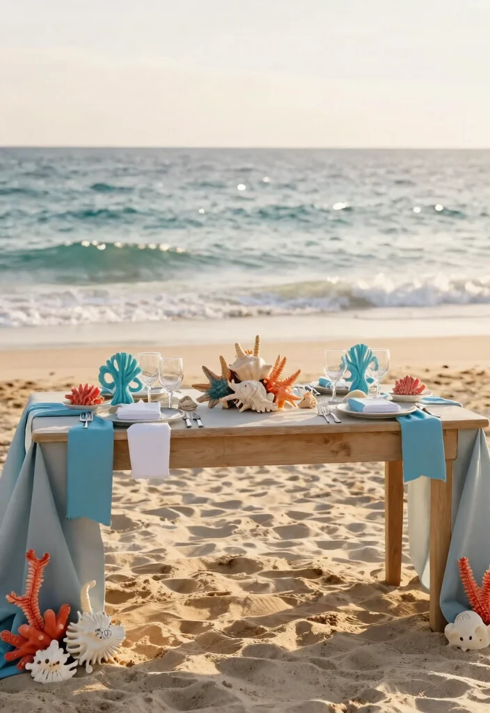 15 Beach Wedding Table Settings That Stay Put in the Wind - 10. Embrace Coastal Colors 1