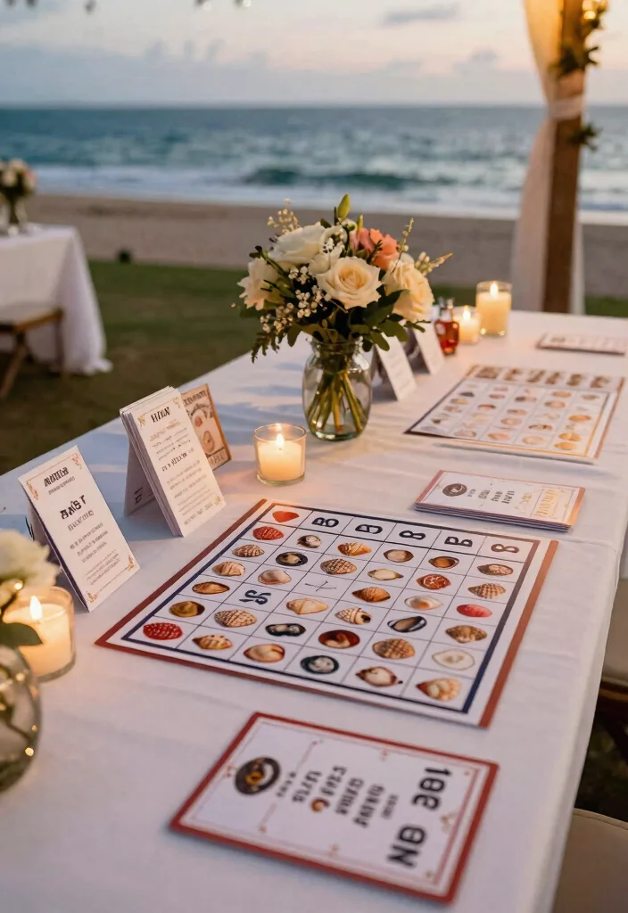 15 Beach Wedding Table Settings That Stay Put in the Wind - 12. Table Games and Entertainment 1