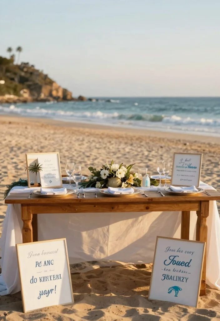 15 Beach Wedding Table Settings That Stay Put in the Wind - 15. Clear Communication with Guests 1