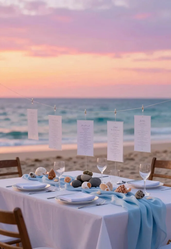 15 Beach Wedding Table Settings That Stay Put in the Wind - 3. Anchor Your Decor 1