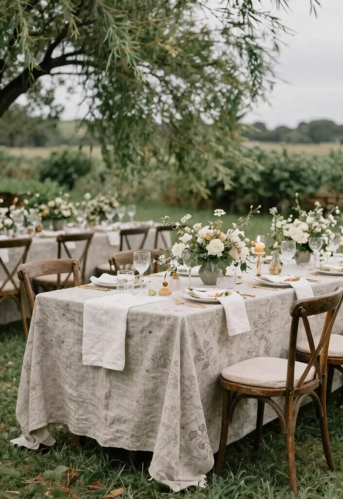 15 Country Wedding Table Decorations That Won't Blow Away Outside - 13. Natural Fiber Table Linens 1