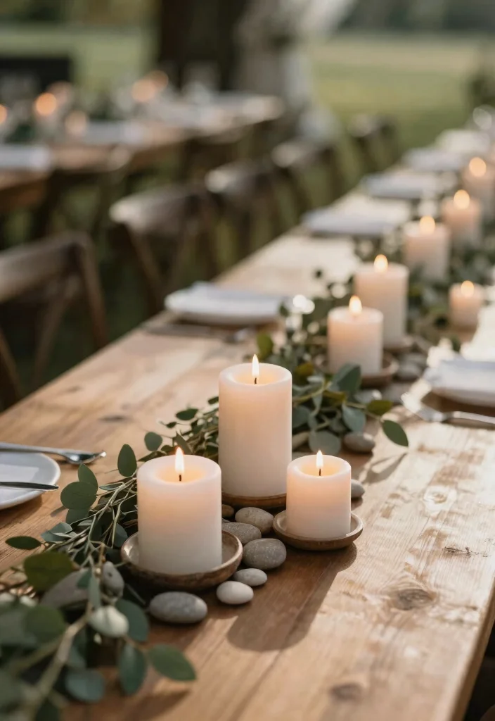 15 Country Wedding Table Decorations That Won't Blow Away Outside - 7. Eco-friendly Candles 1