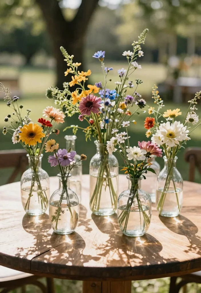 15 Country Wedding Table Decorations That Won't Blow Away Outside - 9. Recycled Glass Vases 1