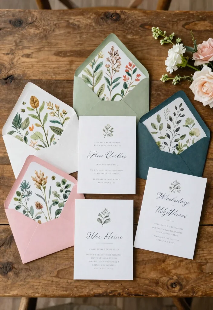 15 Earthy Wedding Invitations That Don't Look Too Casual - 11. Envelope Liners with a Twist 1