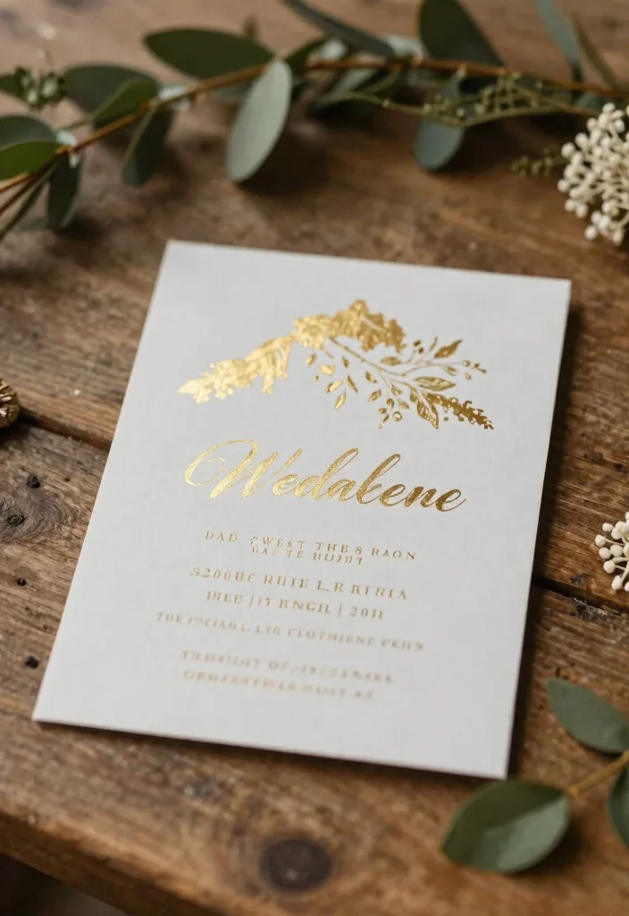 15 Earthy Wedding Invitations That Don't Look Too Casual - 15. A Touch of Gold 1