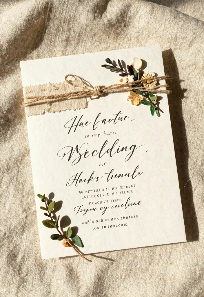 15 Romantic Wedding Invitations With Readable Script Fonts - 12. Eco-Friendly Embellishments 1