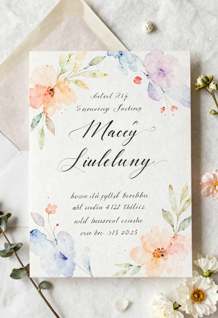 15 Romantic Wedding Invitations With Readable Script Fonts - 13. Colorful Watercolor Designs 1