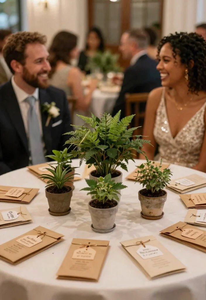 15 Round Wedding Table Decorations That Fill the Space - 15. Eco-Friendly Favors 1