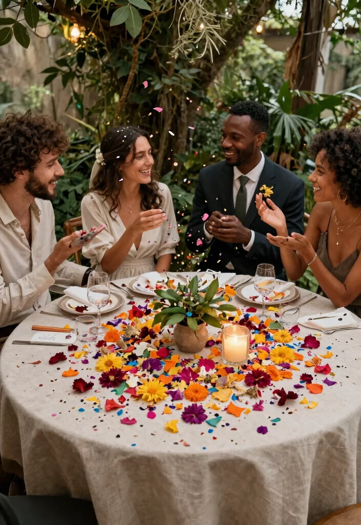 15 Round Wedding Table Decorations That Fill the Space - 5. Biodegradable Confetti 1