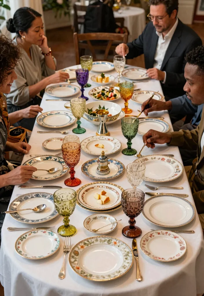 15 Round Wedding Table Decorations That Fill the Space - 8. Vintage Tableware 1