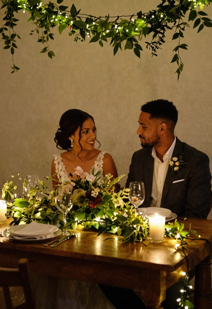 15 Small Wedding Table Ideas That Photograph Full Not Sparse - 4. Fairy Lights for Ambiance 1