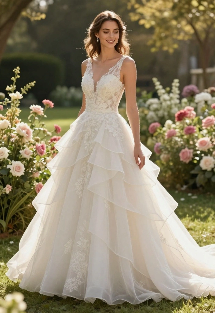 15 Wedding Dresses for Petite Women That Don't Need Tailoring - 15. Layered Fabrics 1