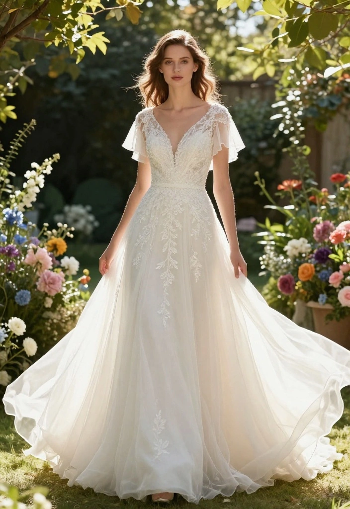15 Wedding Dresses for Petite Women That Don't Need Tailoring - 8. Flutter Sleeve Designs 1