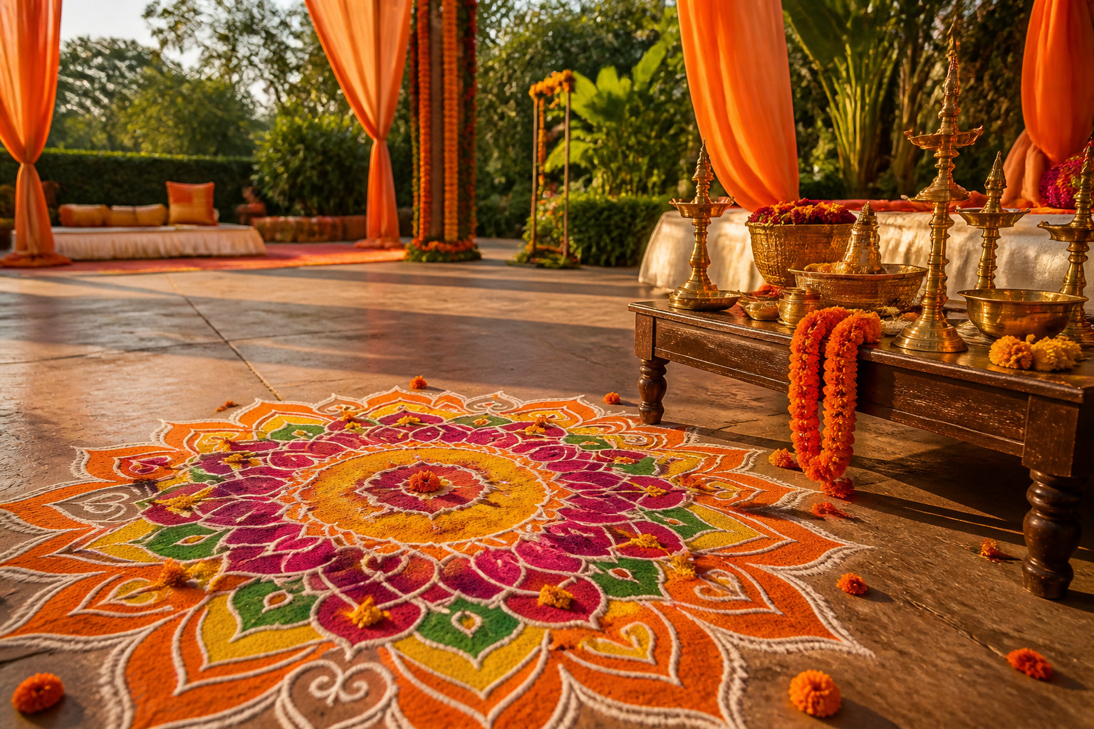 A timeline graphic depicting the various stages of an Indian wedding.