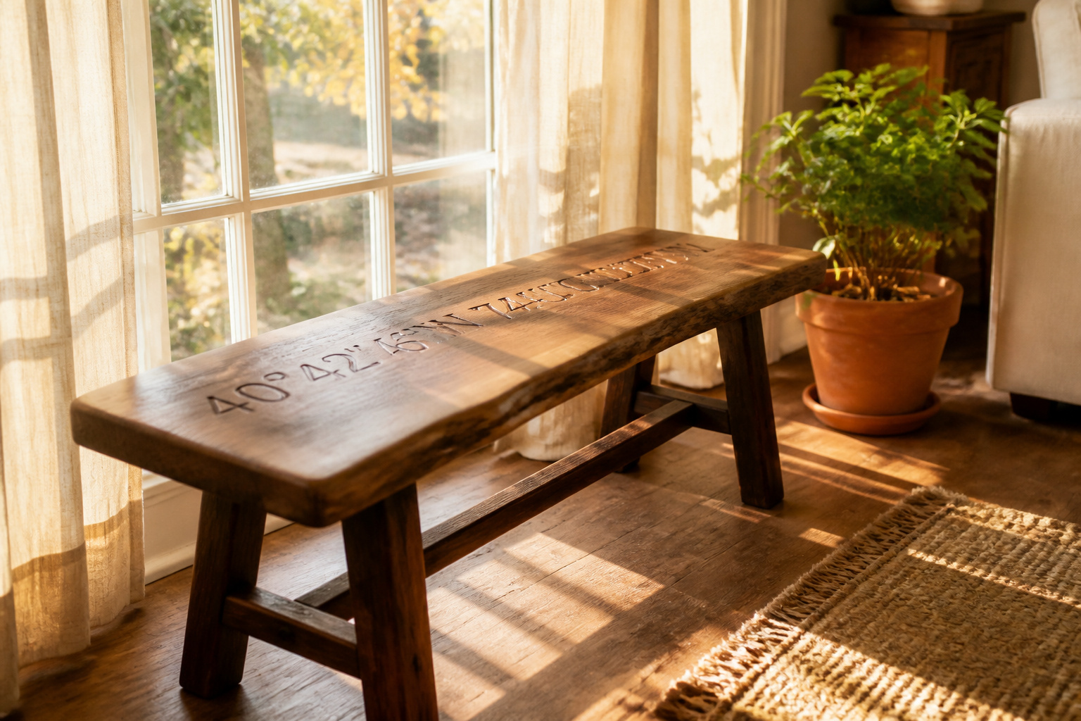 Dining room with a new dining set and elegant table setting.